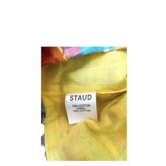 Staud x Birkenstock Womens Kai Patchwork Plaid Halter Top SIZE 4 Multicolor NEW - Picture 9 of 12